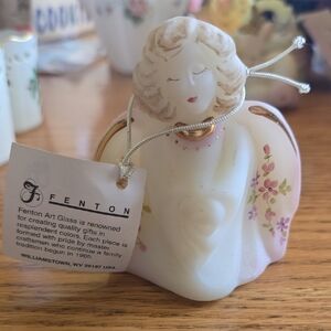 Fenton Pastel Glass Angel with Floral Accents